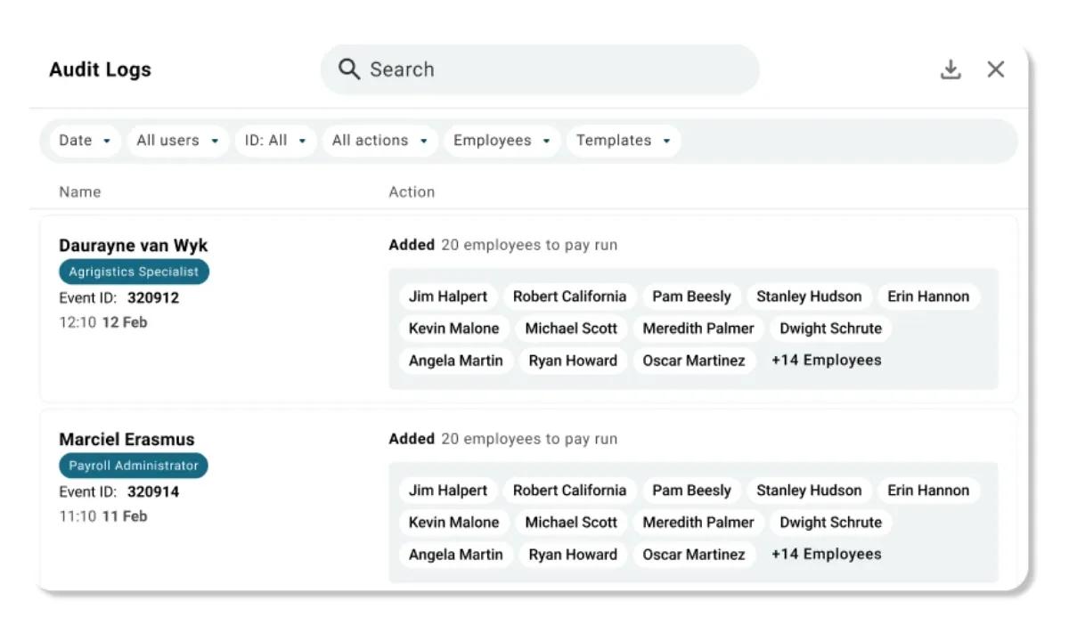 audit log screenshot